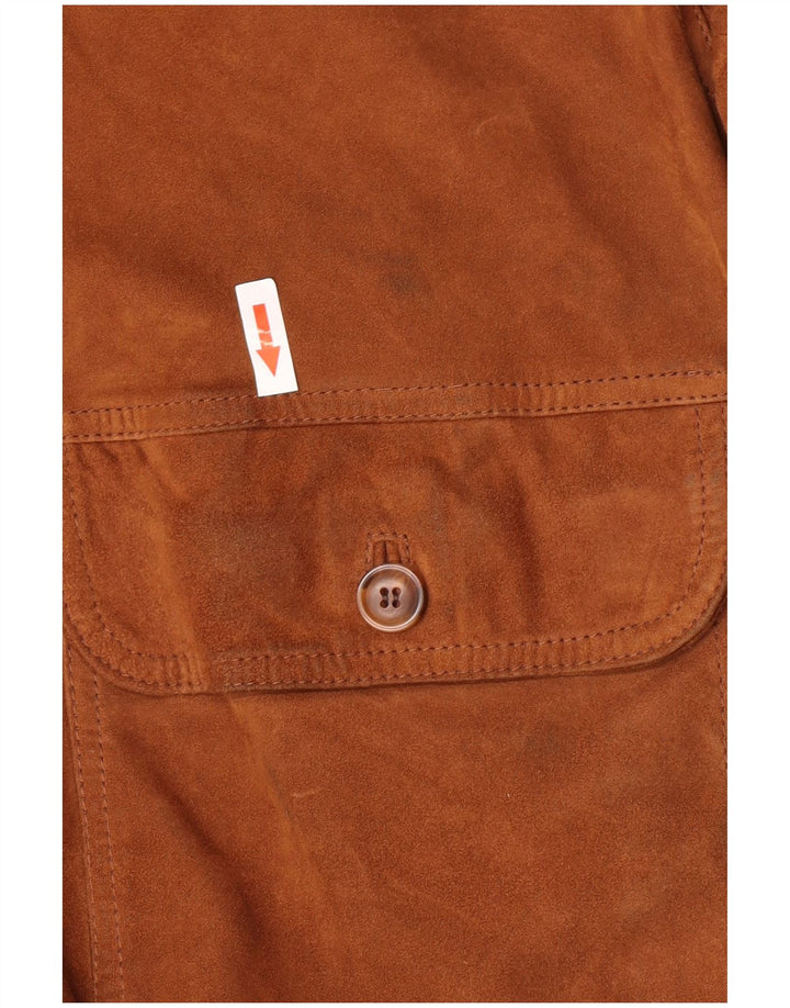 Vintage męska zamszowa kurtka bomber IT 52 XL brązowa skórzana retro