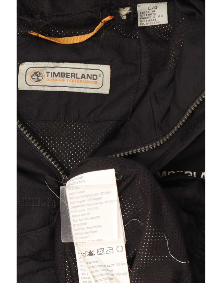 Męska kurtka przeciwdeszczowa z kapturem Timberland UK 40, duża, czarna nylonowa