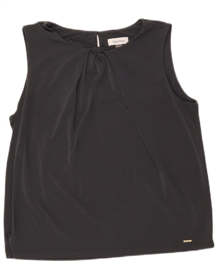 Damska bluzka bez rękawów Calvin Klein, krótka bluzka UK 18 XL, szary poliester