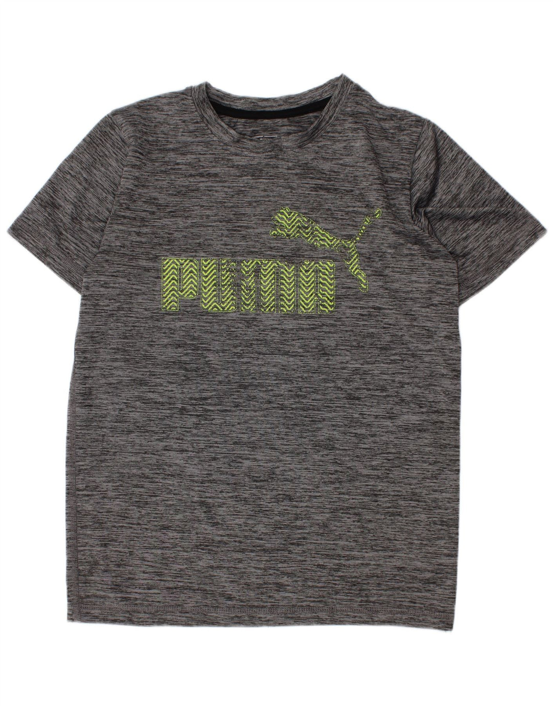 Chłopięcy T-shirt z grafiką Puma, 7-8 lat, mały, szary, nakrapiany poliester
