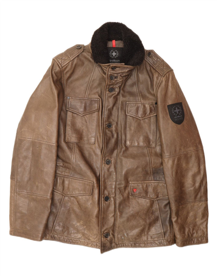 Męska kurtka skórzana STRELLSON IT 48 Średni brąz