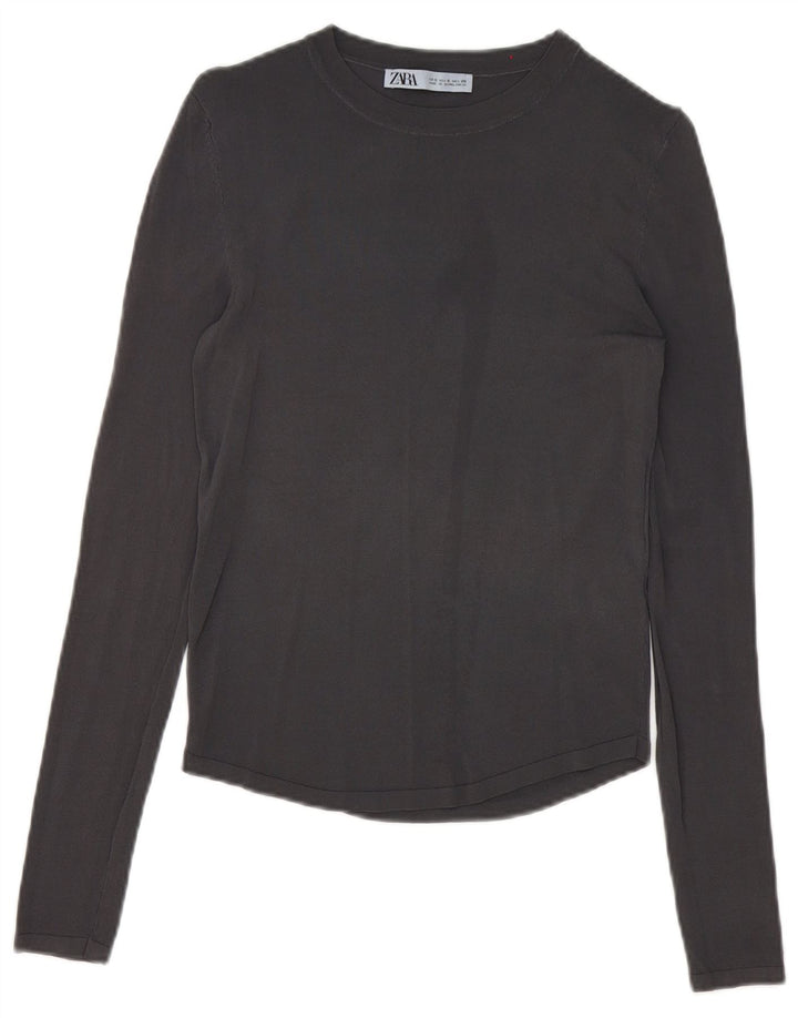 Damski top z długim rękawem Zara UK 10 Small, szara wiskoza