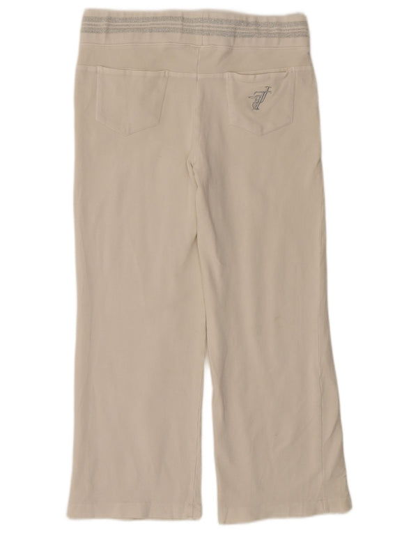 Damskie spodnie dresowe TRUSSARDI UK 14, średnie, złamanej bieli, bawełniane