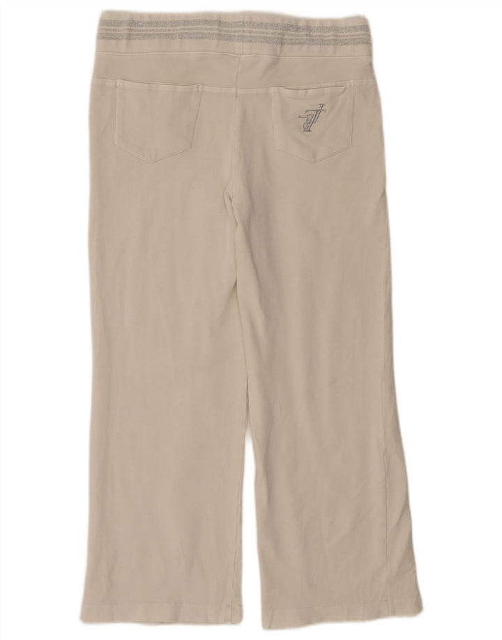 Damskie spodnie dresowe TRUSSARDI UK 14, średnie, złamanej bieli, bawełniane