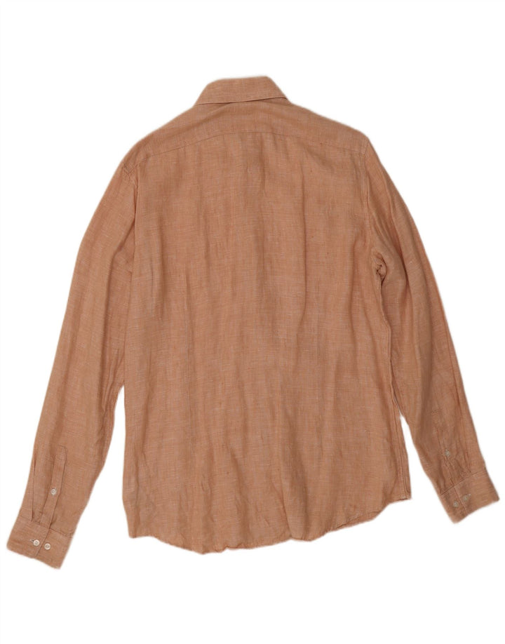 Męska koszula Calvin Klein Slim Fit w rozmiarze 39, średnio różowa, lniana