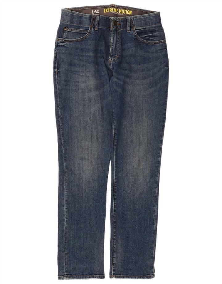Damskie jeansy LEE Extreme Motion Straight Tapered W32 L32 Niebieskie bawełniane