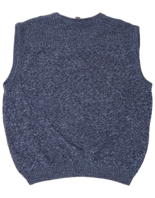 Podkoszulek męski w stylu vintage, kamizelka, UK 44 XL, niebieska bawełniana nakrapiana