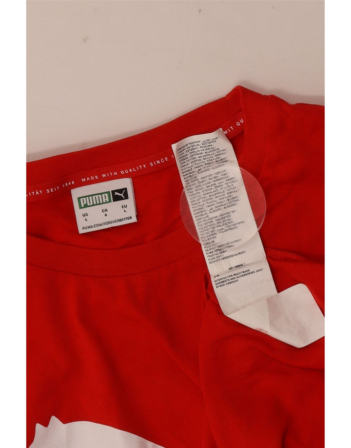 Męski T-shirt z grafiką Puma, duży, czerwony, bawełniany