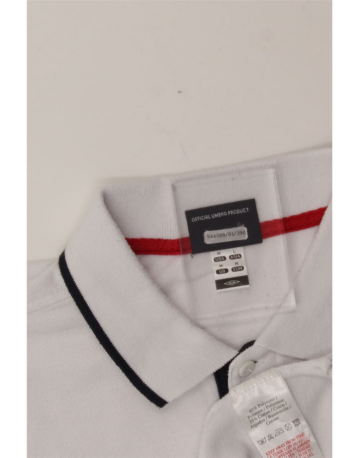UMBRO Mens Polo Shirt Medium White Polyester Vintage Umbro and Second-Hand Umbro from Messina Hembry 