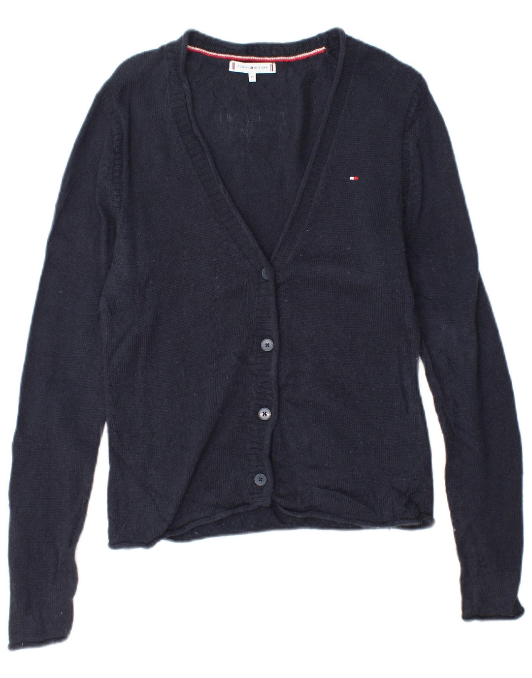 Sweter damski Tommy Hilfiger rozpinany UK 6 XS, granatowo-wełniany