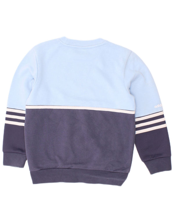 Chłopięca bluza Adidas z grafiką, 5-6 lat, niebieska bawełna z blokami kolorów