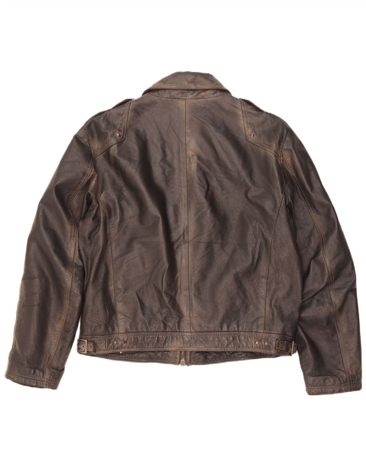 Vintage męska skórzana kurtka wojskowa IT 56 3XL brązowa