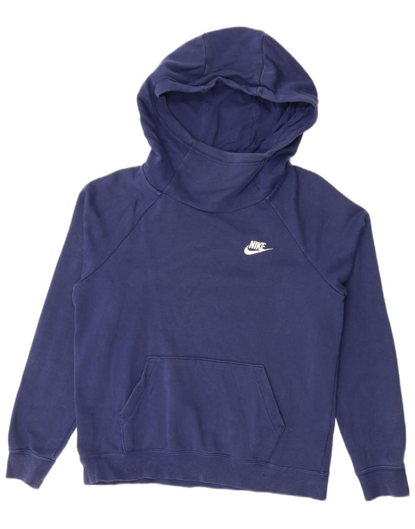 Nike Womens Oversized Hoodie Jumper UK 10 Small Navy Blue Cotton