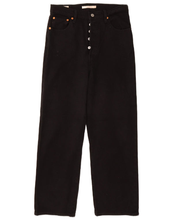 Damskie proste dżinsy LEVI'S z wysokim stanem i wysokim stanem W29 L27 Czarna bawełna