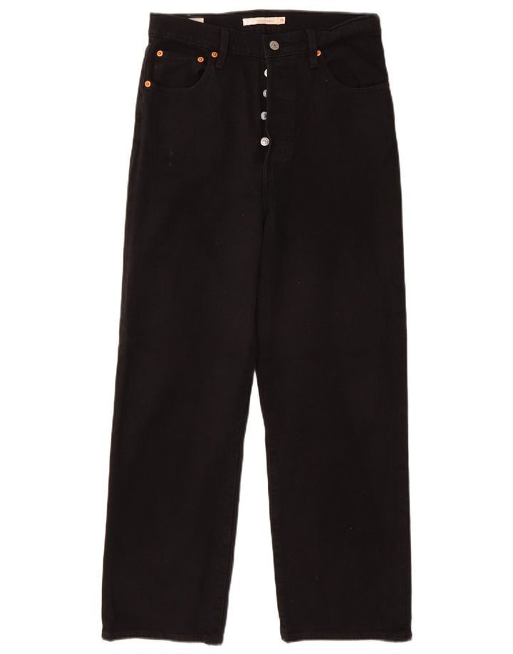 Damskie proste dżinsy LEVI'S z wysokim stanem i wysokim stanem W29 L27 Czarna bawełna