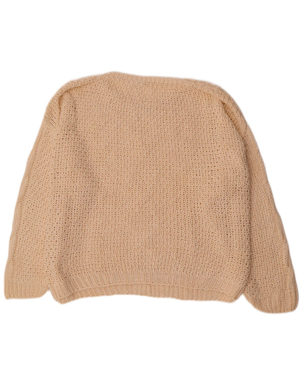 Vintage damski sweter oversize z dekoltem w łódkę, EU 36/38, mały w kolorze złamanej bieli