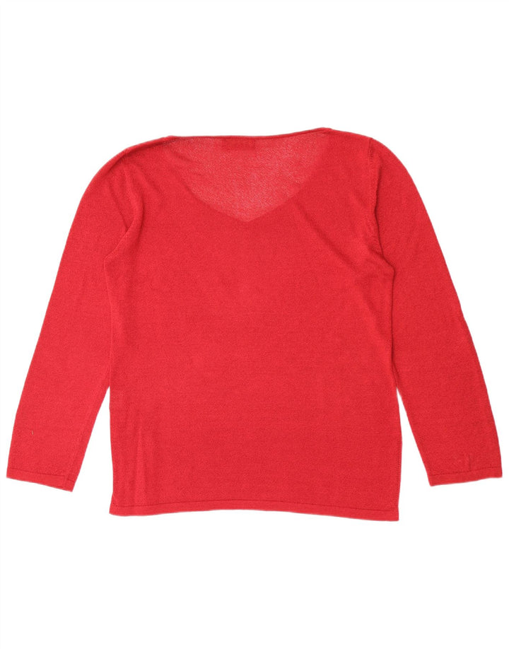 Luisa Spagnoli Damski sweter oversize z dekoltem w kształcie litery V, UK 10 Small Red