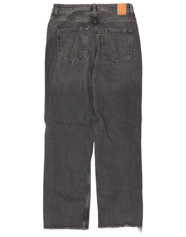 Damskie proste dżinsy Zara z wysokim stanem EU 38 Small W28 L28 Szara bawełna