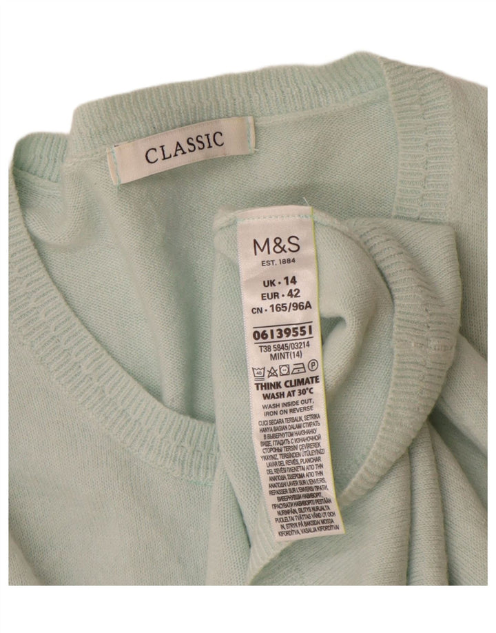 Klasyczny sweter damski Marks & Spencer UK 14 w kolorze średniego turkusu
