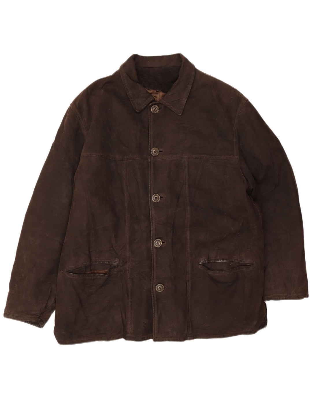 Vintage męska kurtka skórzana IT 54 2XL brązowa skóra
