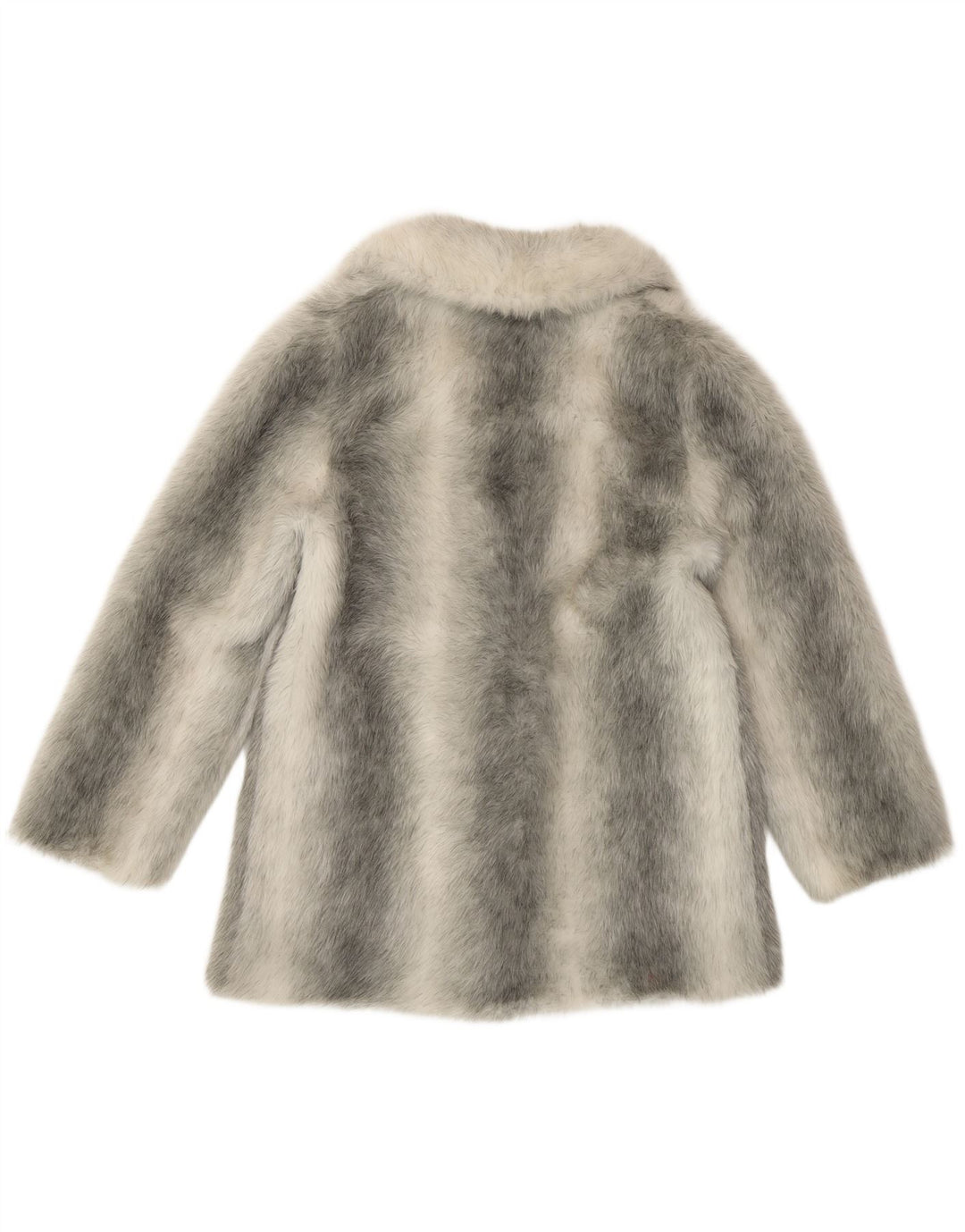 VINTAGE damski płaszcz ze sztucznego futra UK 12 w średnie srebrne paski, modacryl