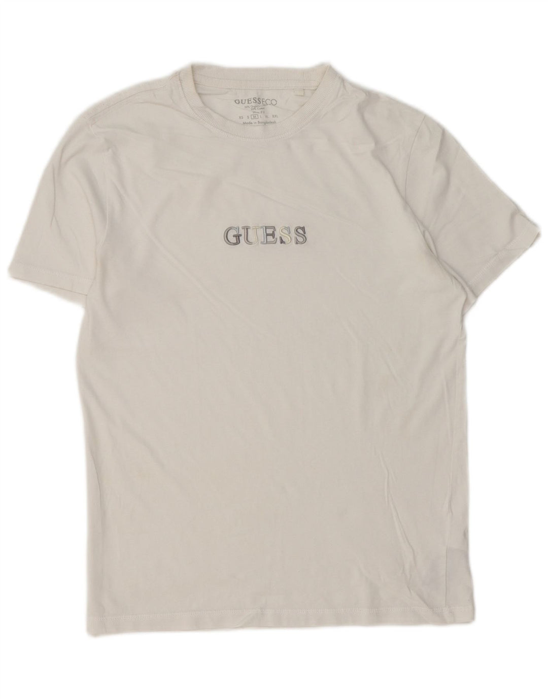 Męski T-shirt Guess o dopasowanym kroju z grafiką, średniej wielkości, biały, bawełniany