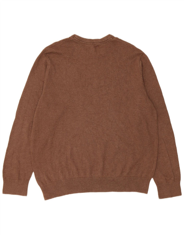 Męski sweter z okrągłym dekoltem Eddie Bauer, duży, brązowy, bawełniany