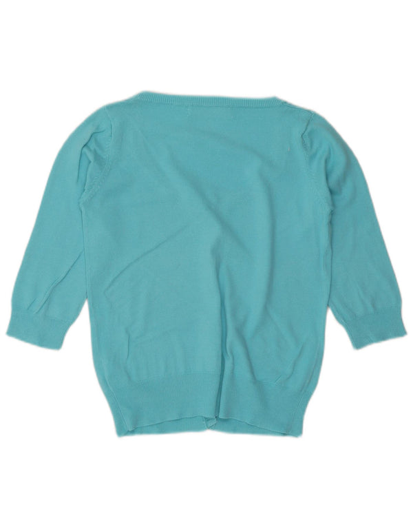 Damski sweter rozpinany z rękawem 3/4 Zara UK 12, średni niebieski, bawełniany