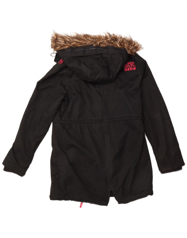 SUPERDRY Damska kurtka parka z kapturem Windparka Graphic UK 14, duża czarna