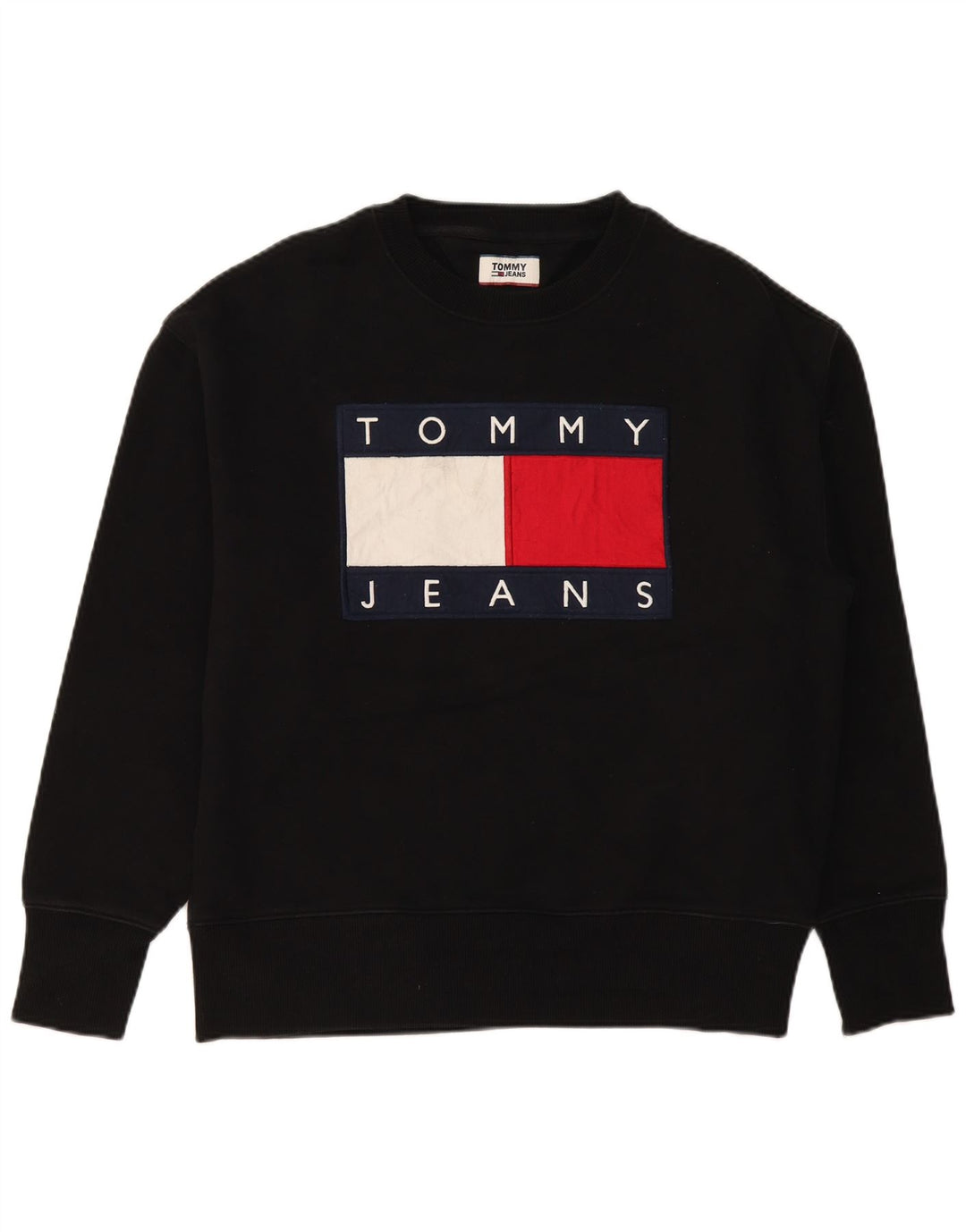 Męska bluza z grafiką TOMMY HILFIGER, duża, czarna, bawełniana
