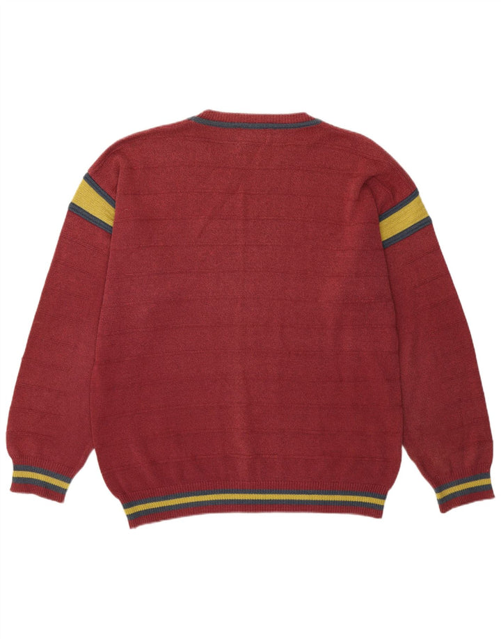 Vintage męski sweter z wycięciem pod szyją, duży, różowy kolor