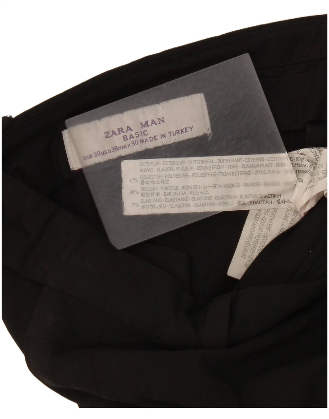 Męskie proste spodnie garniturowe Zara EU 38 Small W30 L35 Czarny poliester