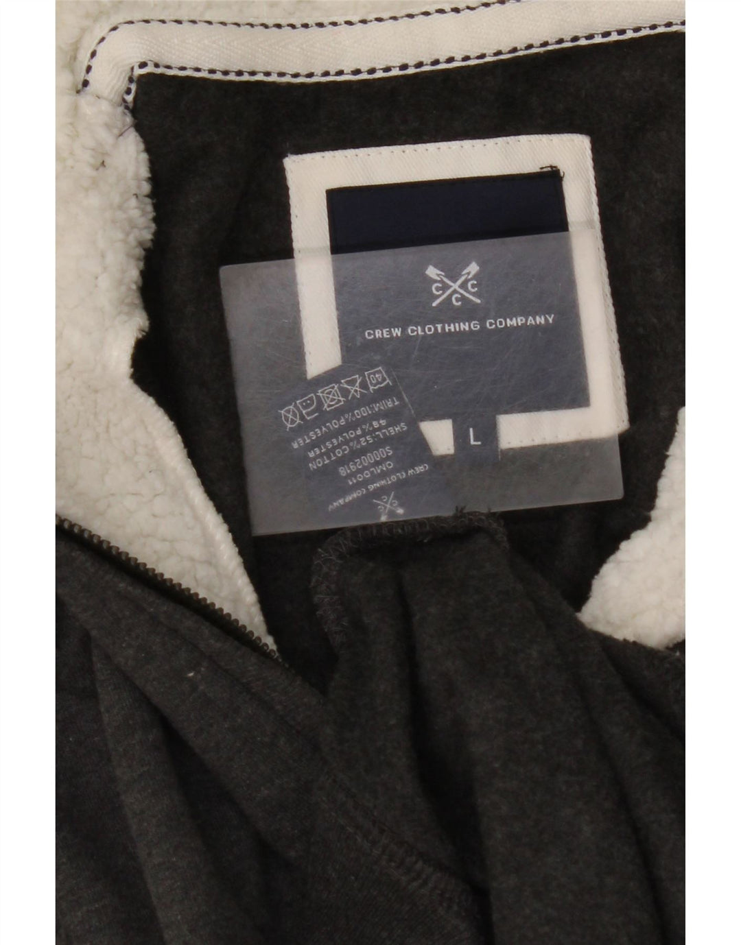 CREW CLOTHING Męski sweter z zamkiem błyskawicznym, duży, szary, bawełniany