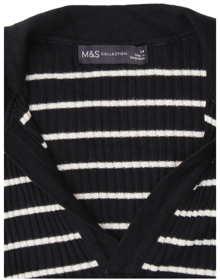 Marks & Spencer Damski sweter polo UK 14 w średnie niebieskie paski