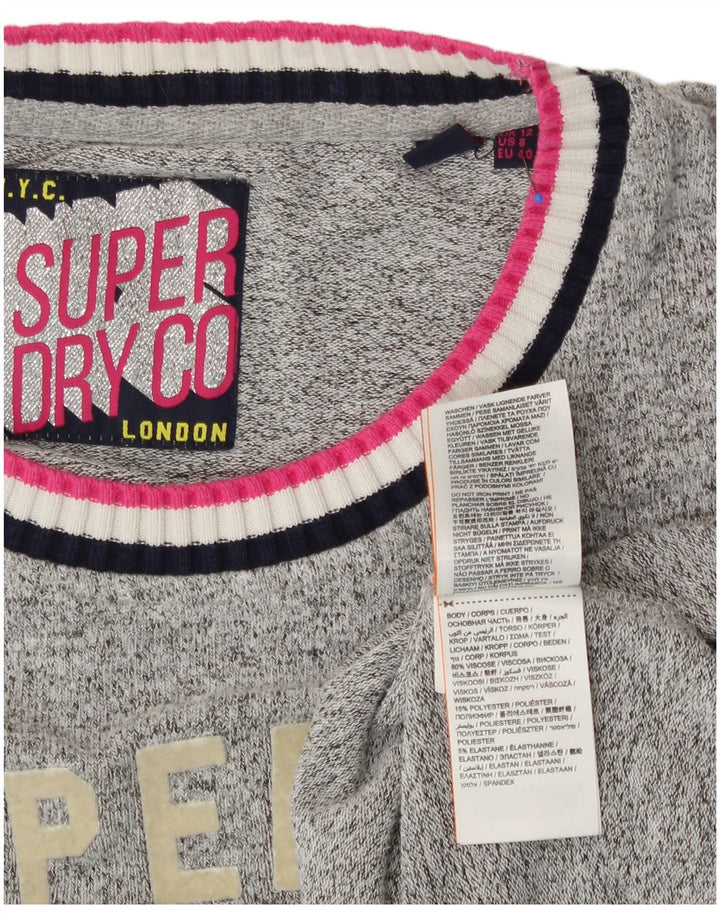 Damski sweter z grafiką SUPERDRY UK 12, średnioszary, wiskoza