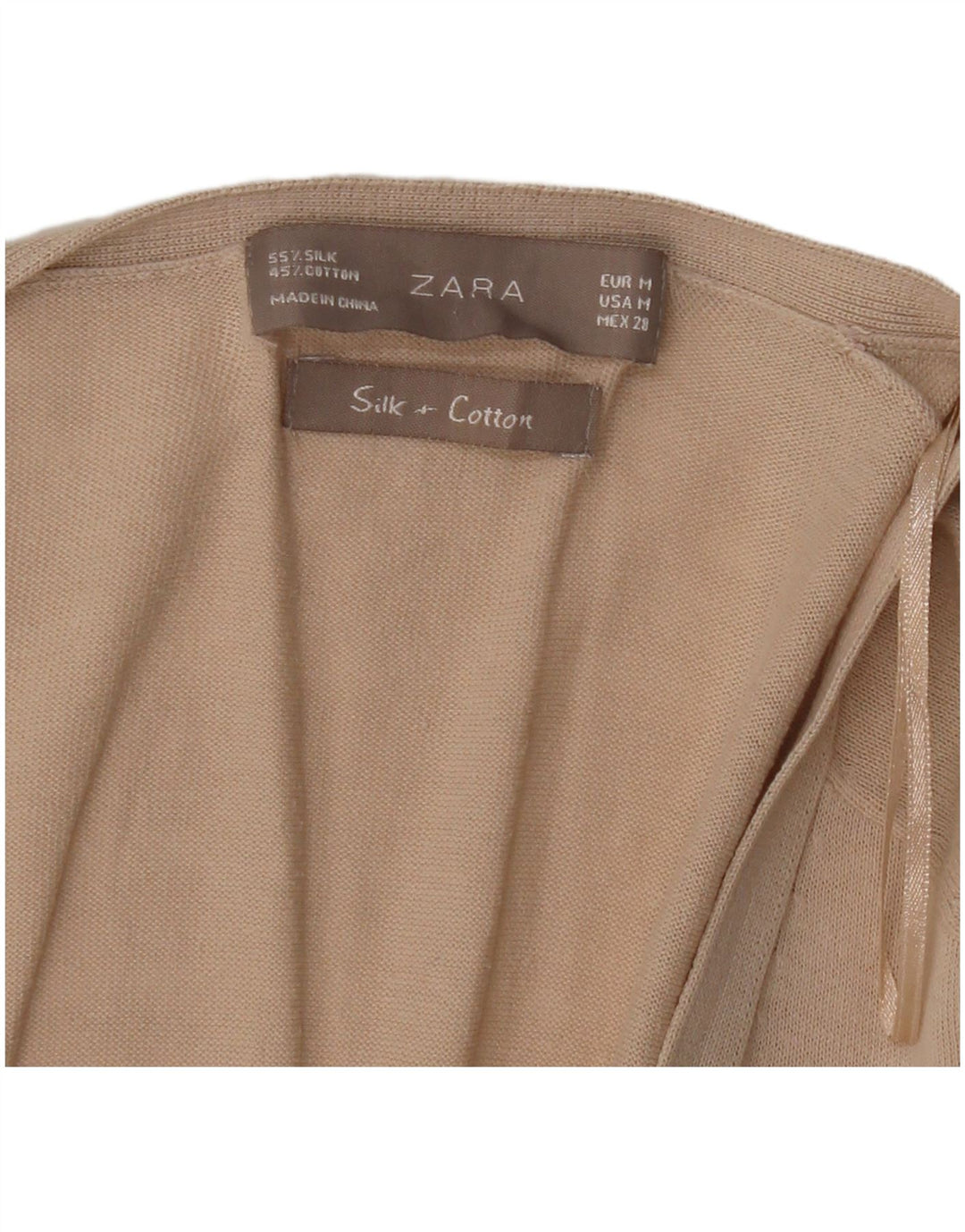 Damski sweter o przedłużonym fasonie Zara UK 14 Średni beżowy jedwab