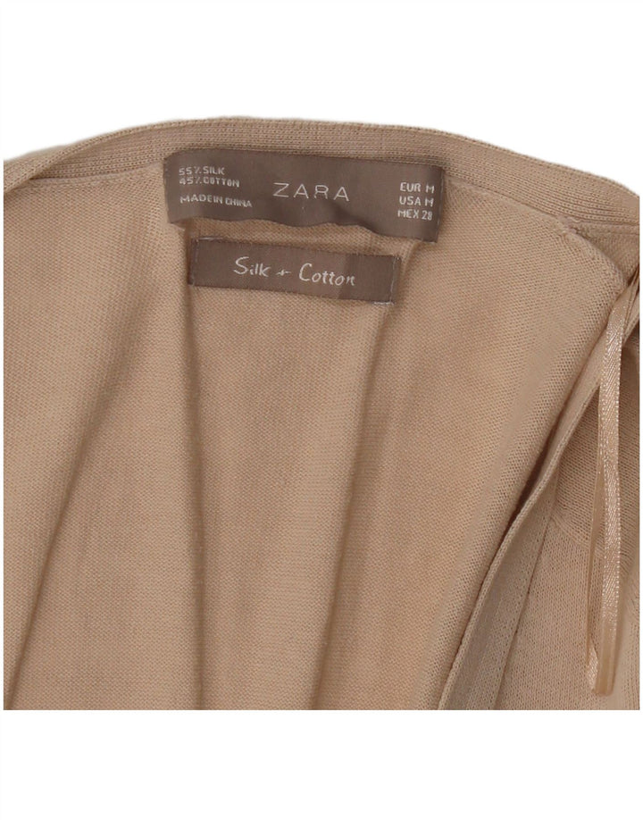 Damski sweter o przedłużonym fasonie Zara UK 14 Średni beżowy jedwab