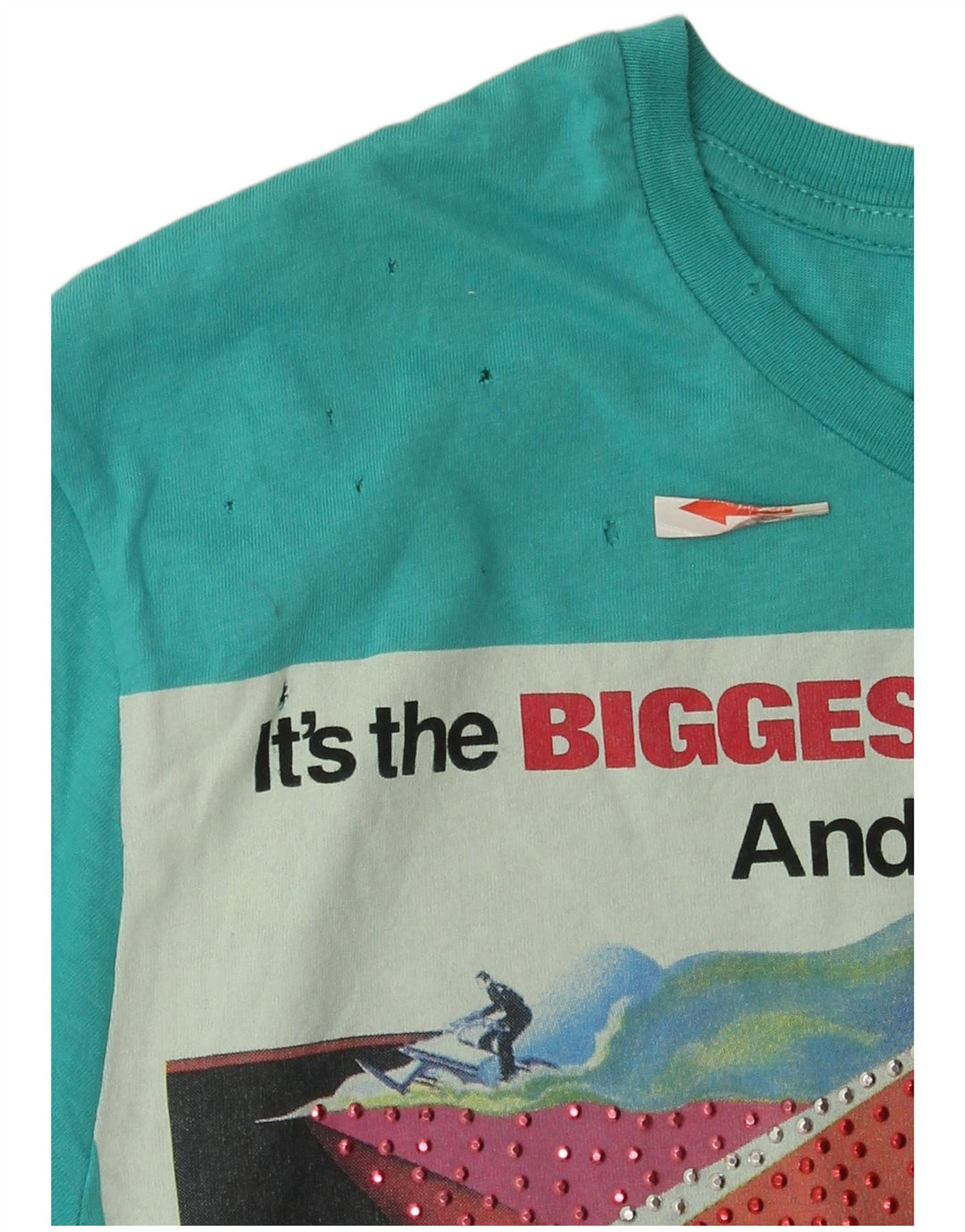Męski T-shirt z grafiką Zara, mały, niebieski, bawełniany