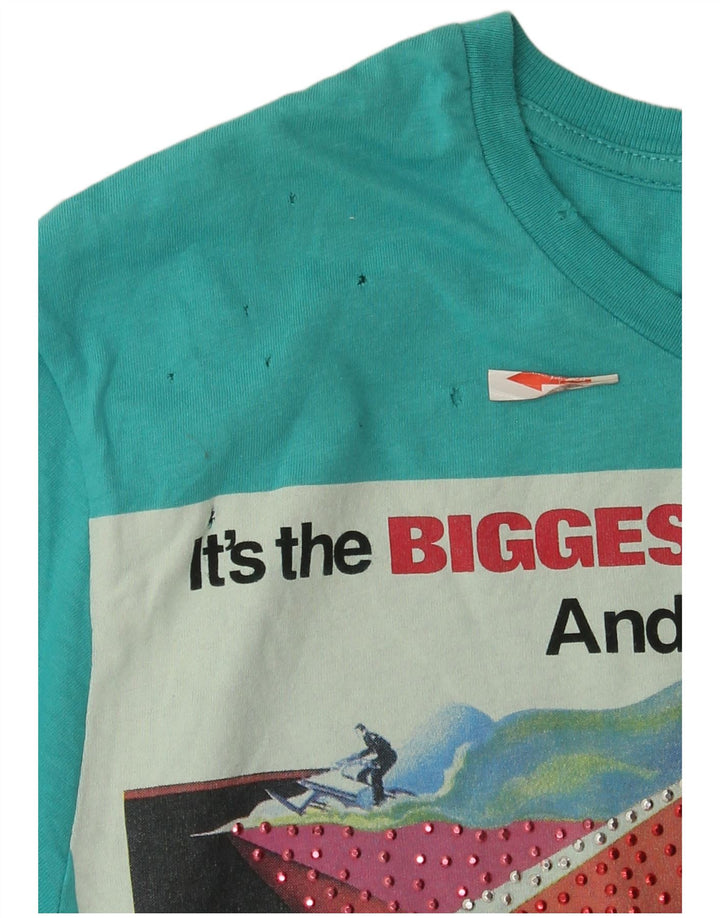 Męski T-shirt z grafiką Zara, mały, niebieski, bawełniany