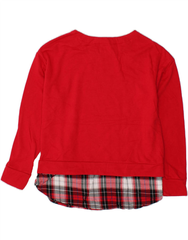 IZOD Womens Sweatshirt Jumper UK 14 Medium Red Check Cotton Vintage Izod and Second-Hand Izod from Messina Hembry 