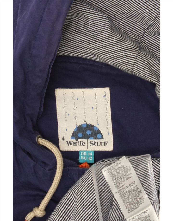 Damska kurtka marynarska z kapturem WHITE STUFF UK 14, duża, granatowa, bawełniana