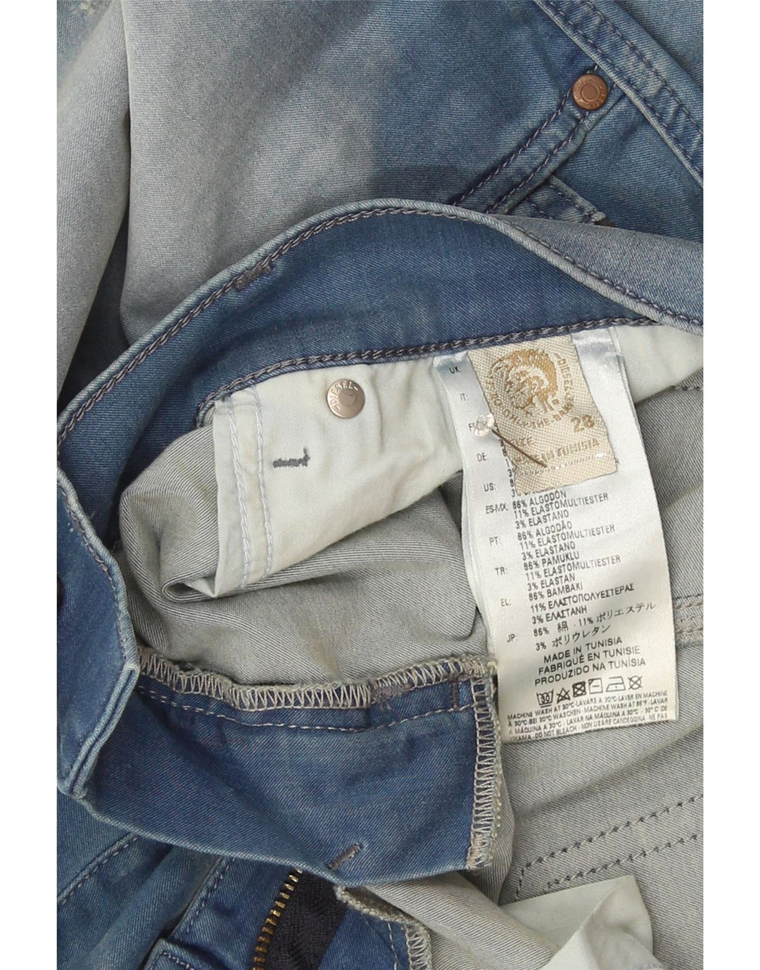 Diesel Damskie Grupee Distressed Slim Jeans W28 L32 Niebieskie bawełniane