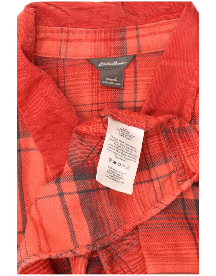 EDDIE BAUER Damska koszula flanelowa UK 16, duża, bawełniana w czerwoną kratę