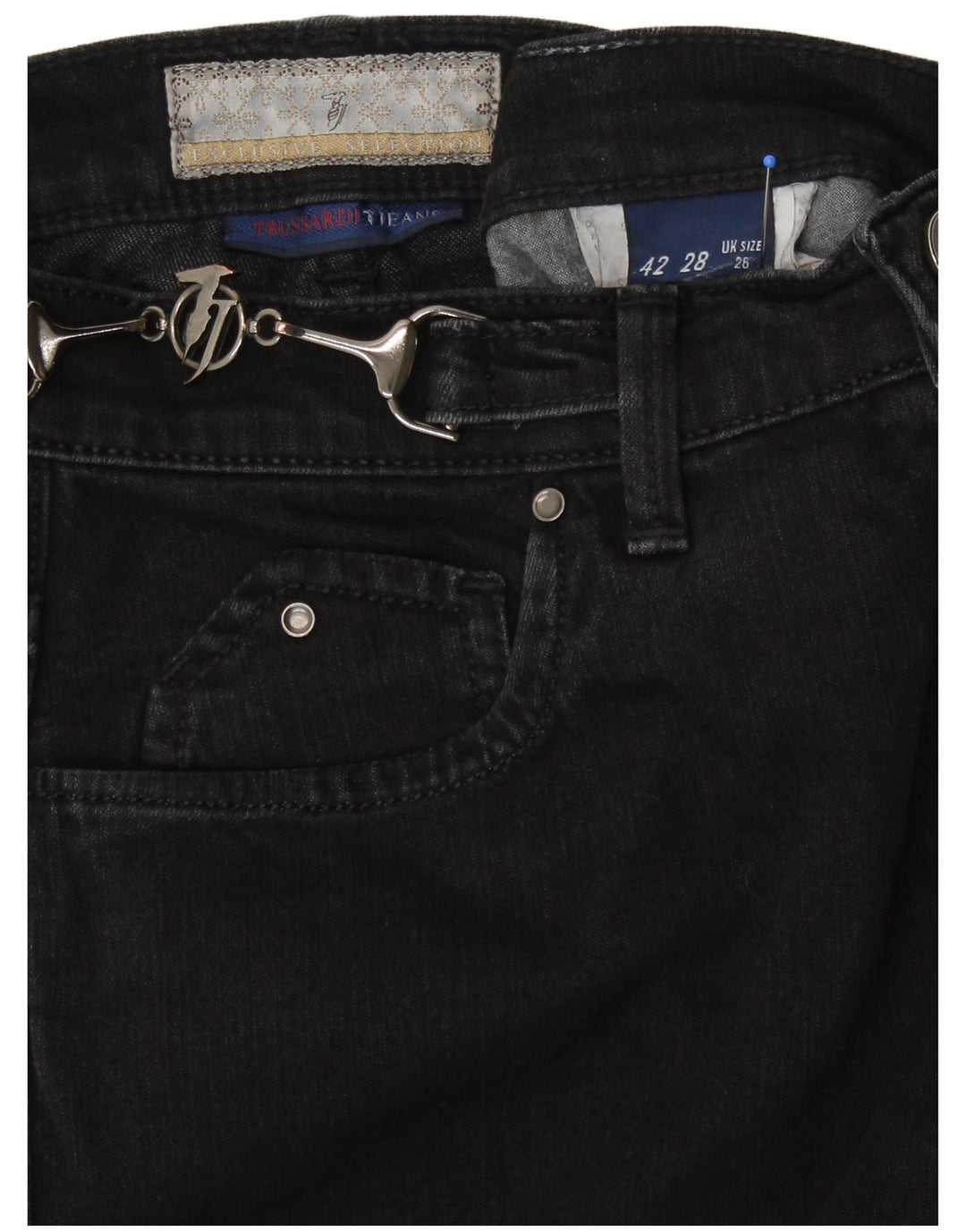 TRUSSARDI Womens Straight Jeans W26 L29 Black Cotton