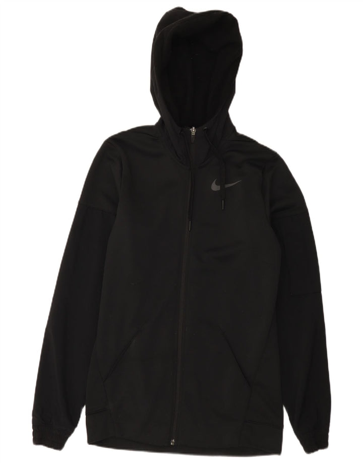 Męski sweter z kapturem i zamkiem błyskawicznym Nike Dri Fit, mały, czarny, poliestrowy