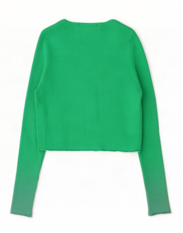 Sweter damski Zara Crop Cardigan UK 10 Small Green Nylon