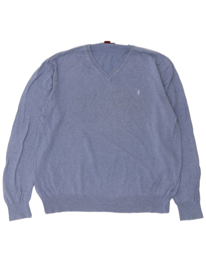 Męski sweter z dekoltem w kształcie litery V, Marlboro Classics, 2XL, niebieski