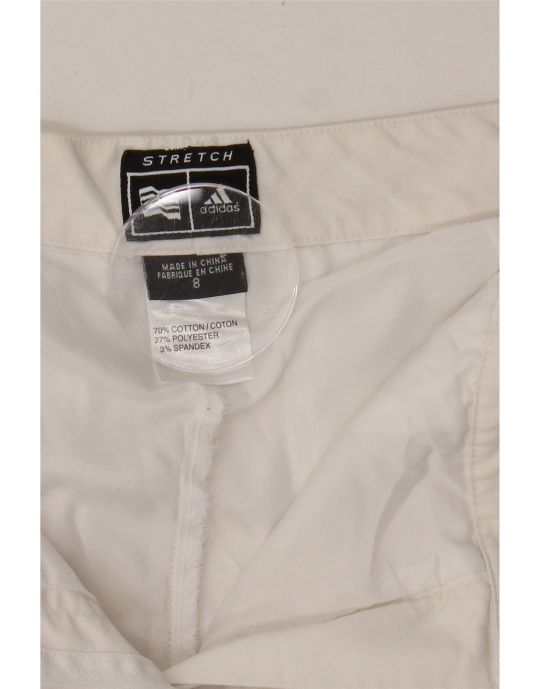 ADIDAS Womens Stretch Chino Shorts US 8 Medium W30  White Cotton Vintage Adidas and Second-Hand Adidas from Messina Hembry 
