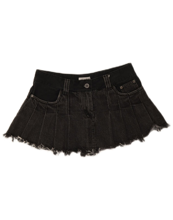 Topshop Damska mini spódniczka dżinsowa z niskim stanem UK 8 Small W28 Czarna bawełna