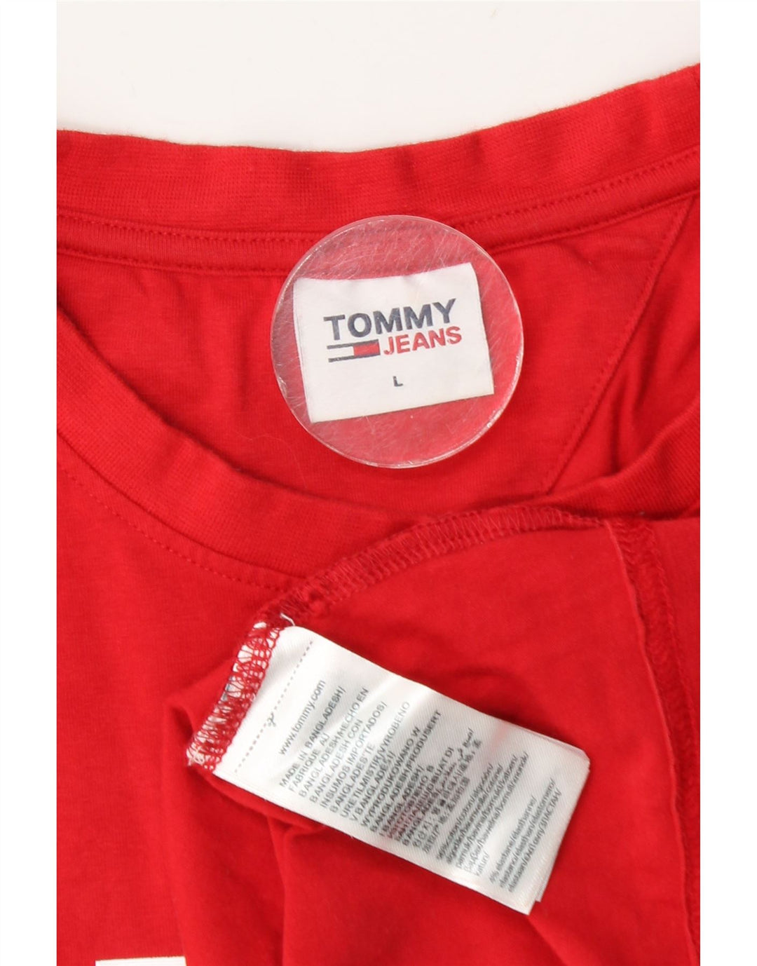 Męski T-shirt z grafiką Tommy Hilfiger, duży, czerwony, bawełniany